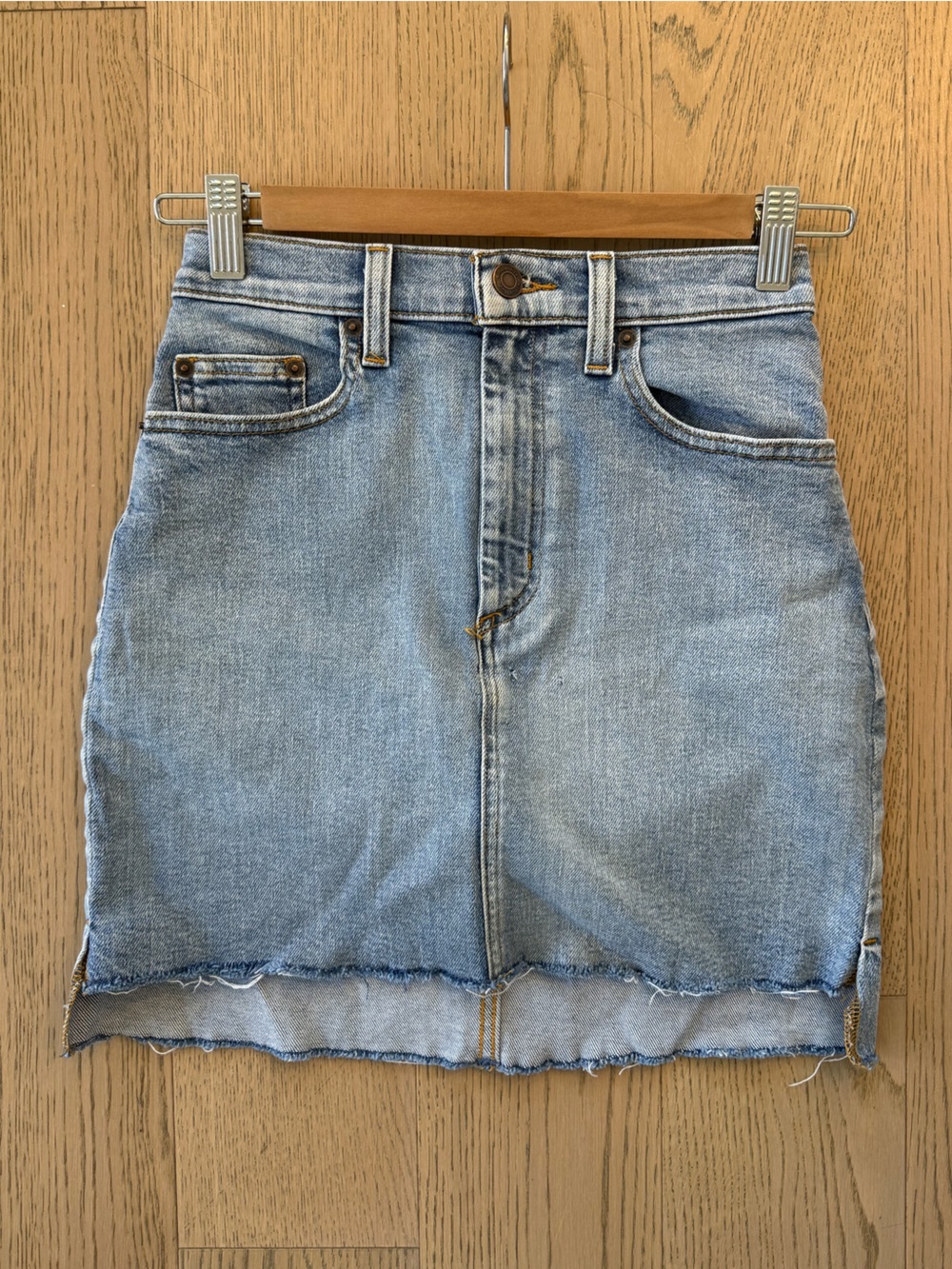 Wilfred Light Blue Denim Mini Skirt